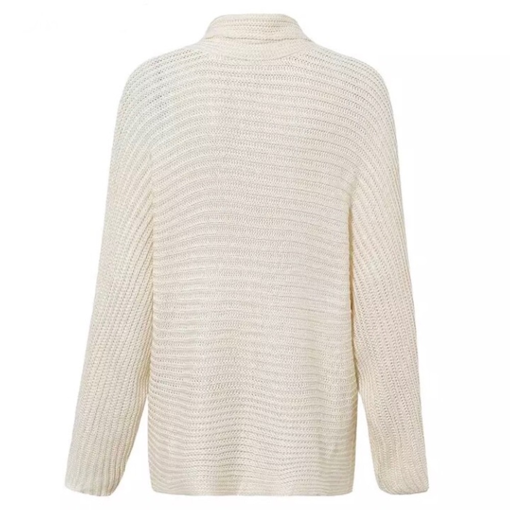 Ivory Ribbed Batwing Ribbed Turtleneck Sweater - Picture 4 of 6